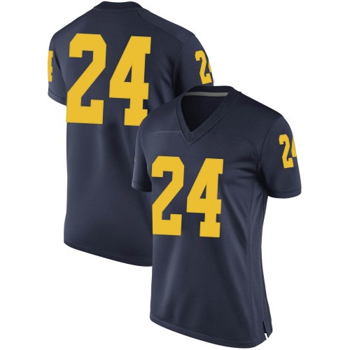 Zach Charbonnet Michigan Wolverines Women's NCAA #24 Navy Game Brand Jordan College Stitched Football Jersey PJV3154WG